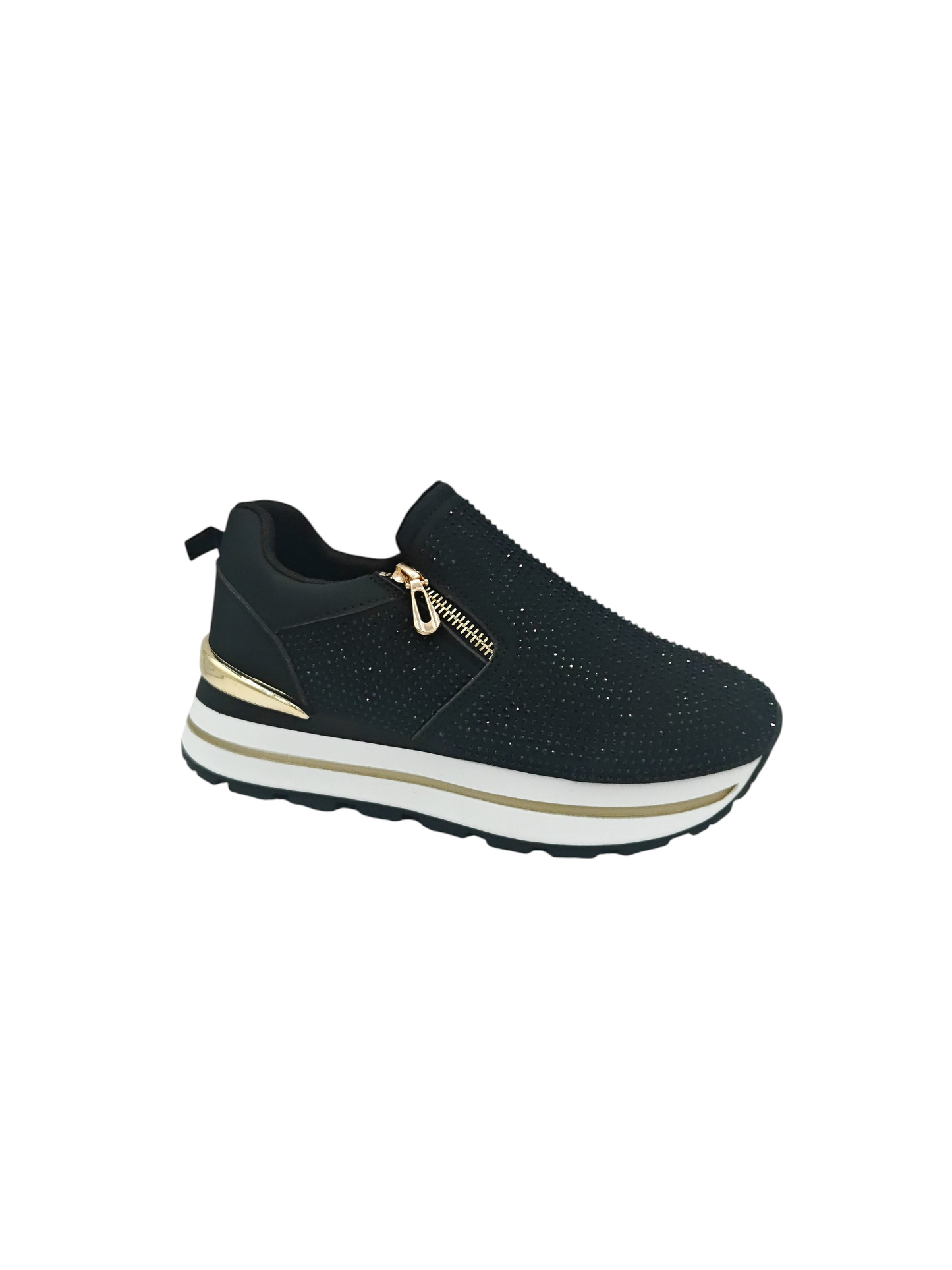 Glitter Zip Black Sneaker