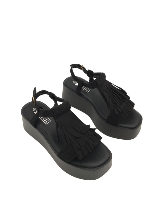 Fringle Plateau Black Sandaal