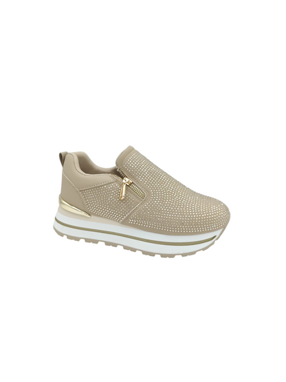 Glitter Zip Khaki Sneaker