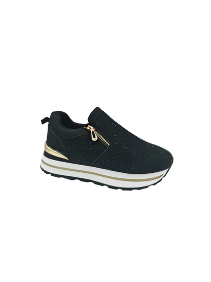 Glitter Zip Black Sneaker