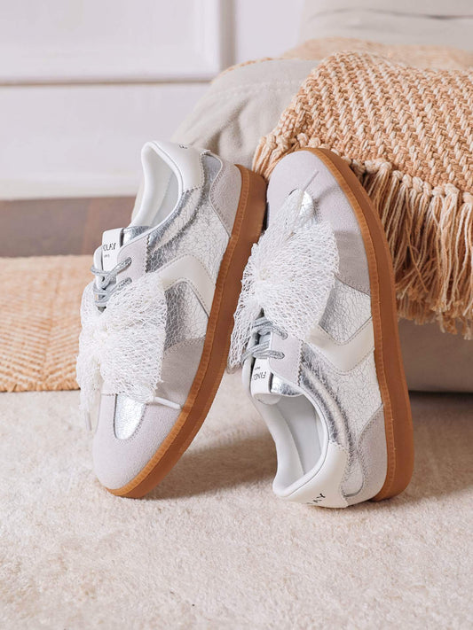Double Silver Bow Sneaker
